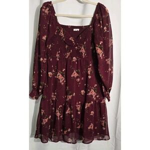 Maurices Womens‎ Medium babydoll floral smocked sundress  cottagecore ethereal